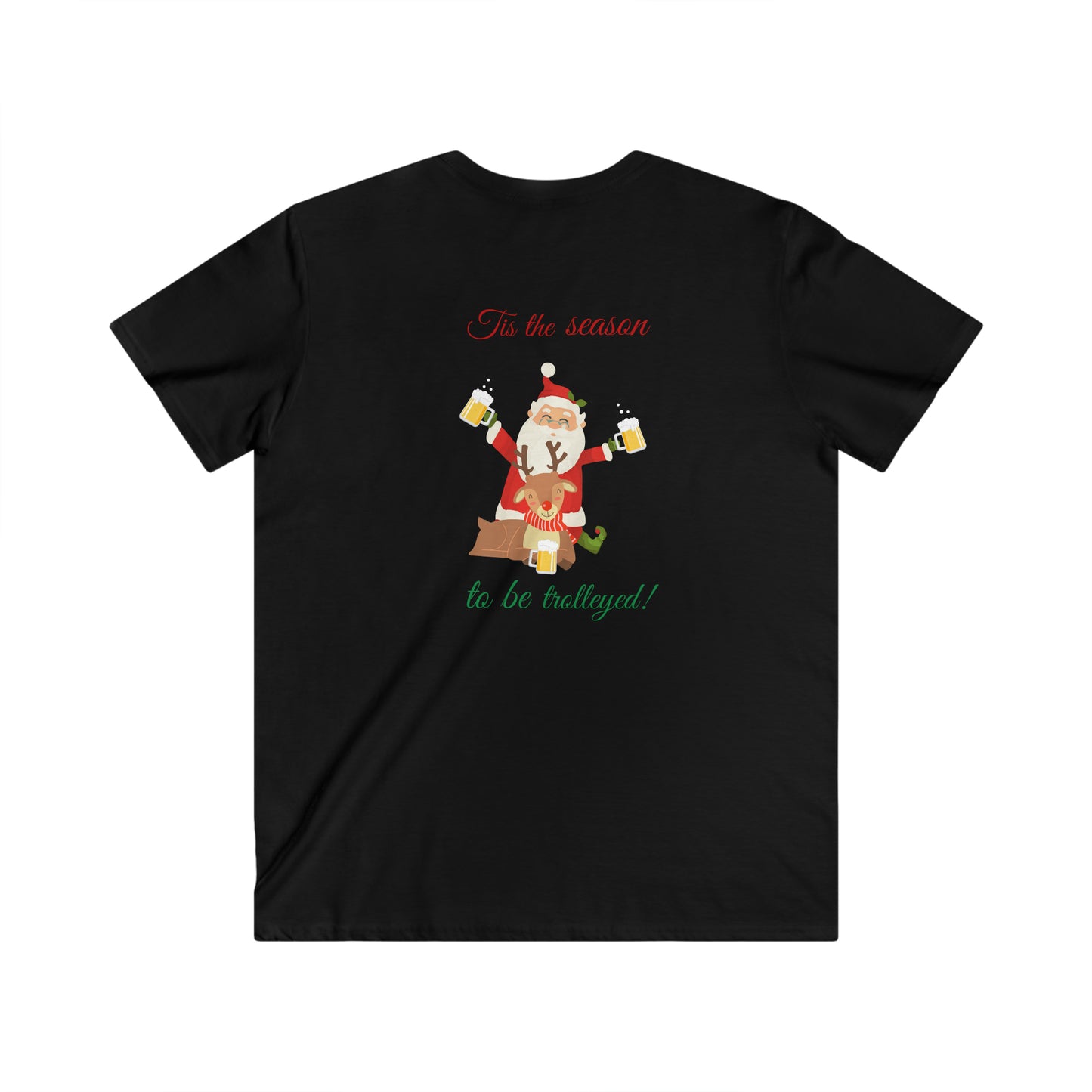 Tis the Season to be Trolleyed Men's Fitted V-Neck Short Sleeve Tee Christmas Top