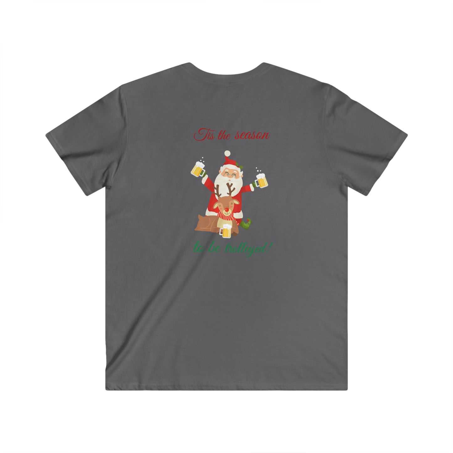 Tis the Season to be Trolleyed Men's Fitted V-Neck Short Sleeve Tee Christmas Top