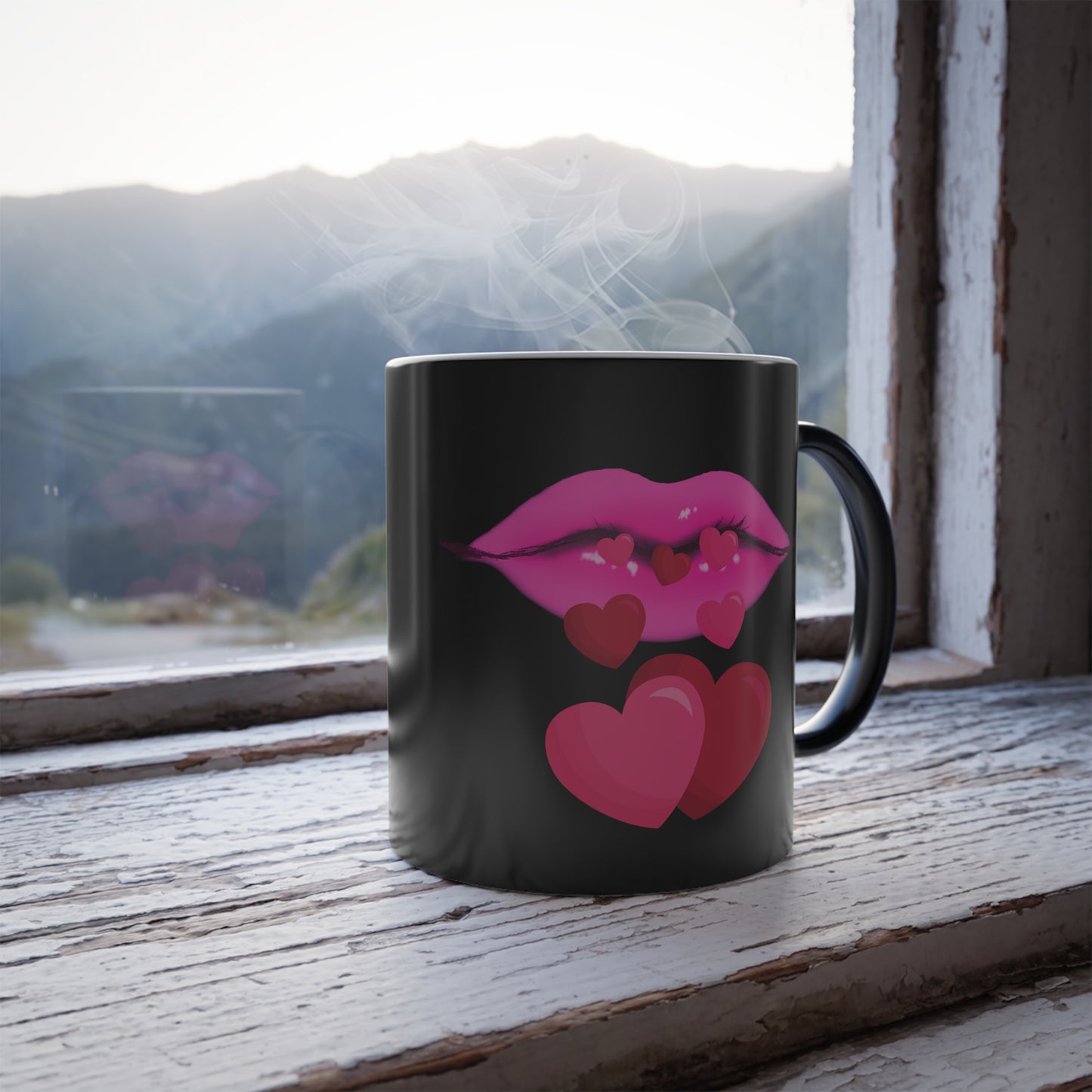 Blowing you kisses, Color Morphing Mug, 11oz, Valentines Day Gift, Gift For Her, Gift For Him