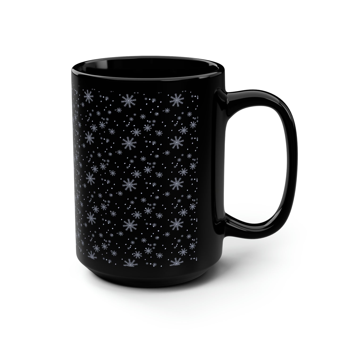 Falling snow Christmas Black Mug, 15oz