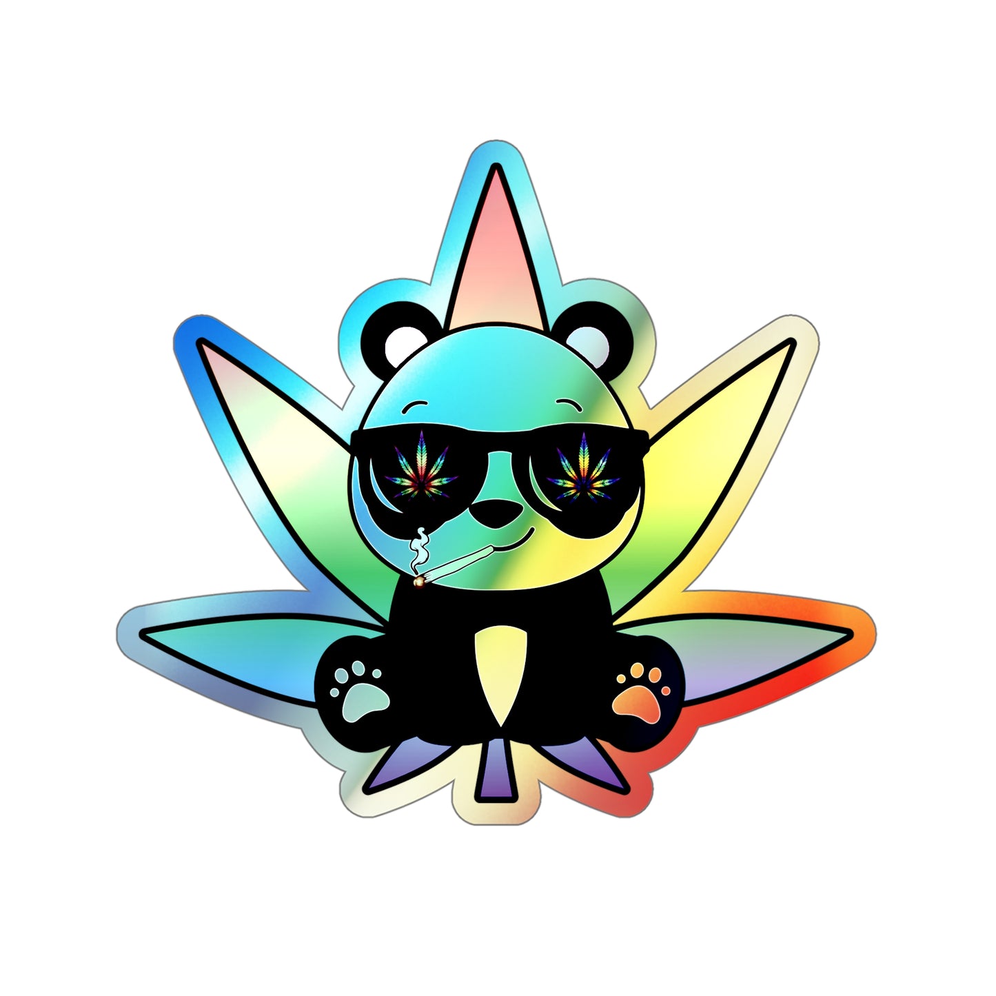 Peace Panda, Rainbow Holographic Die-cut Vinyl Stickers