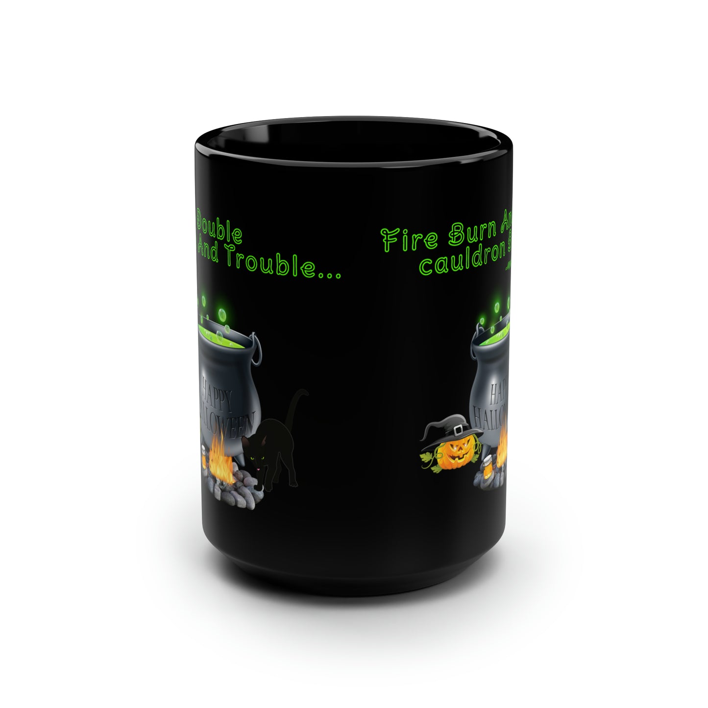 Black Halloween "Double Toil And Trouble" Shakespeare Mug15oz