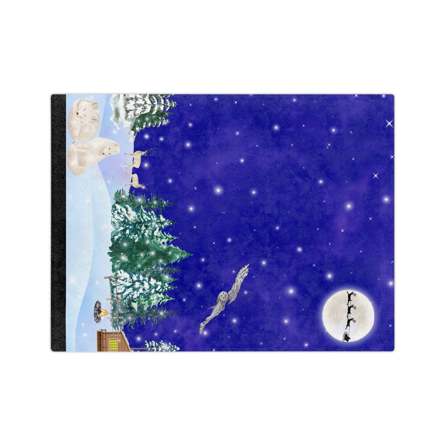 Snowy night Christmas Velveteen Minky Blanket