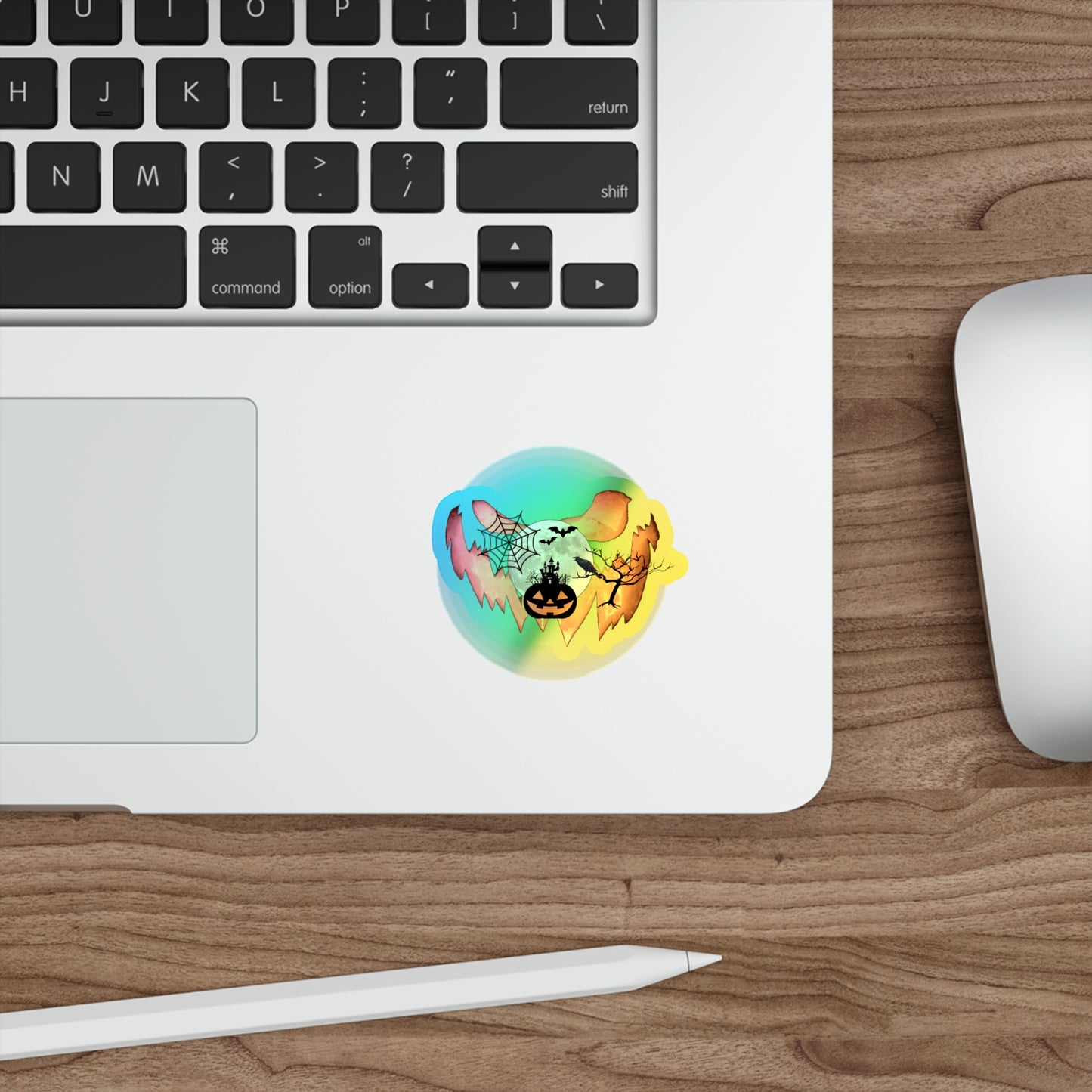 Haunted Halloween Rainbow Holographic Die-cut Vinyl Stickers