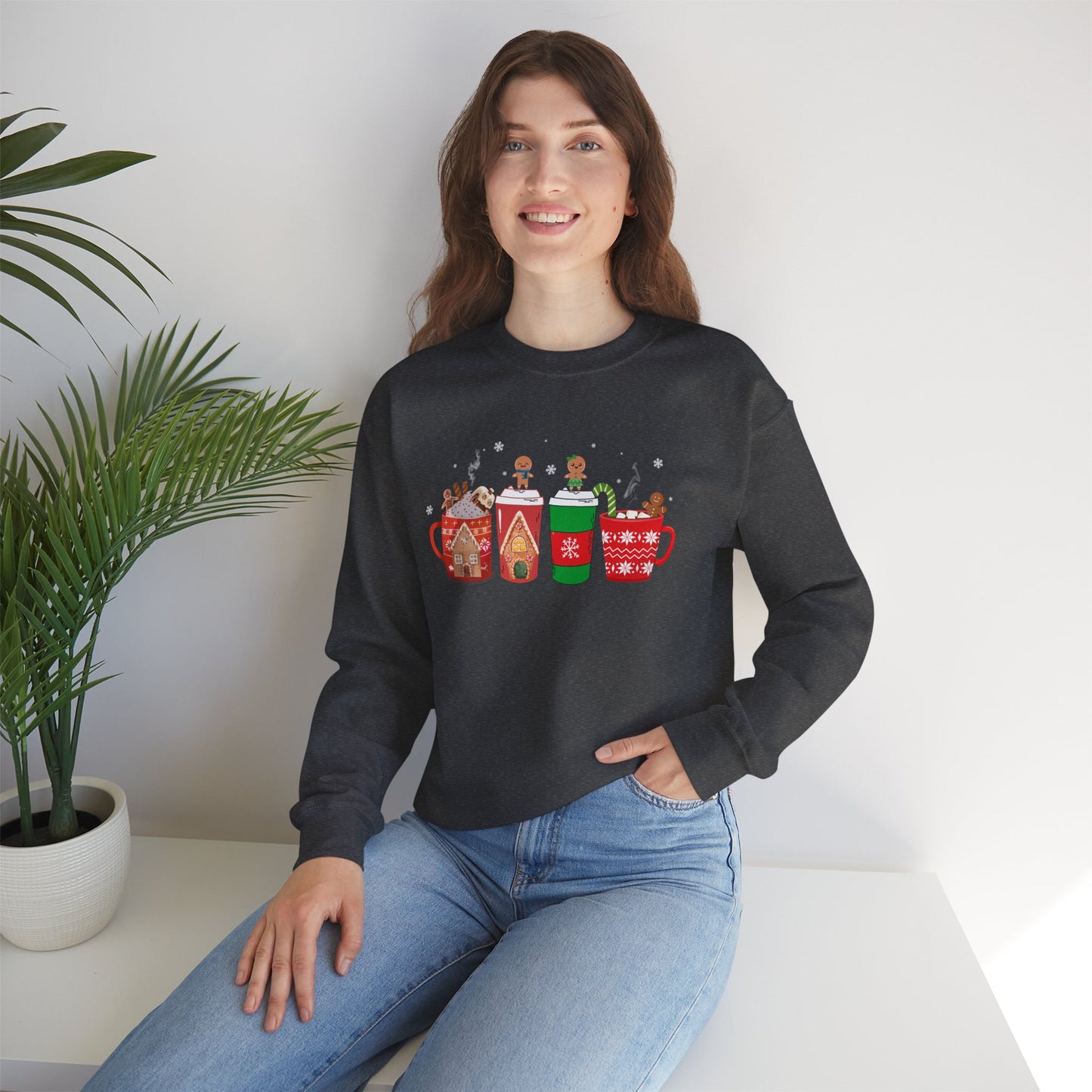 Gingerbread Man Christmas Coffee Latte Shirt, Coffee Lover Gift, women, Mens, Unisex Holiday Shirt. Minimal Merry Xmas Crew.