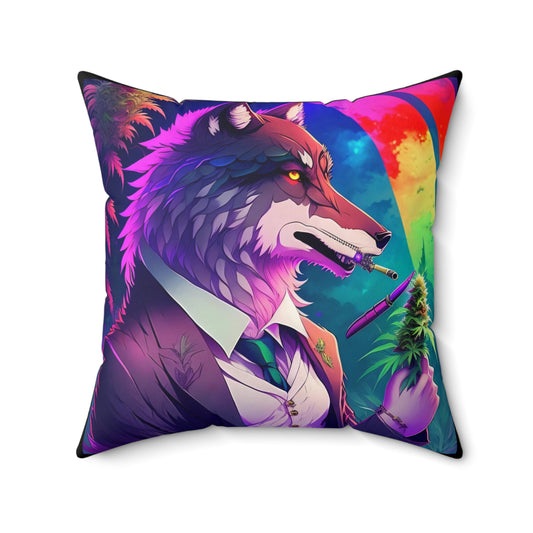Dire Wolf, 420 Themed, Spun Polyester Square Pillow
