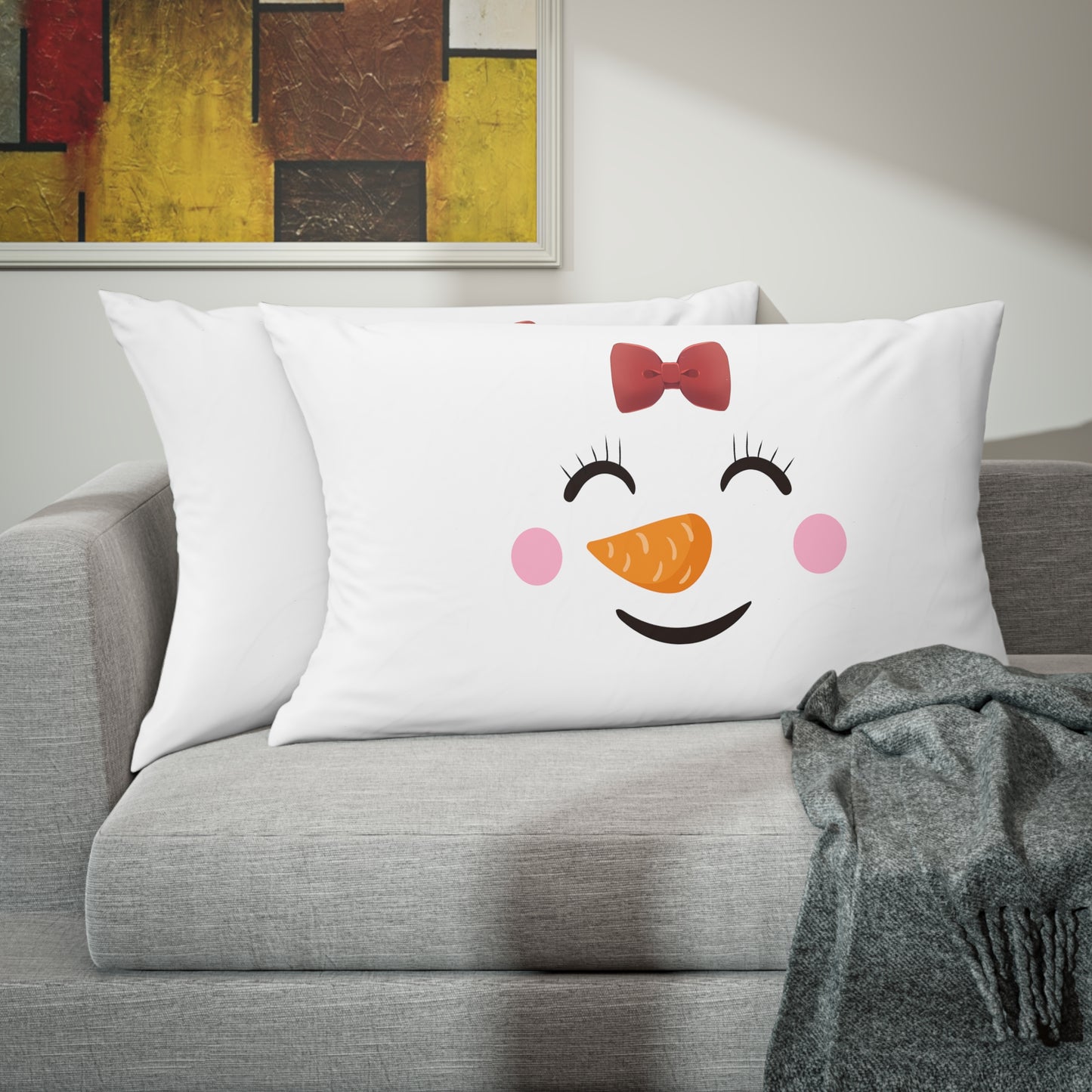 "Hers" Snowman Face Pillow case