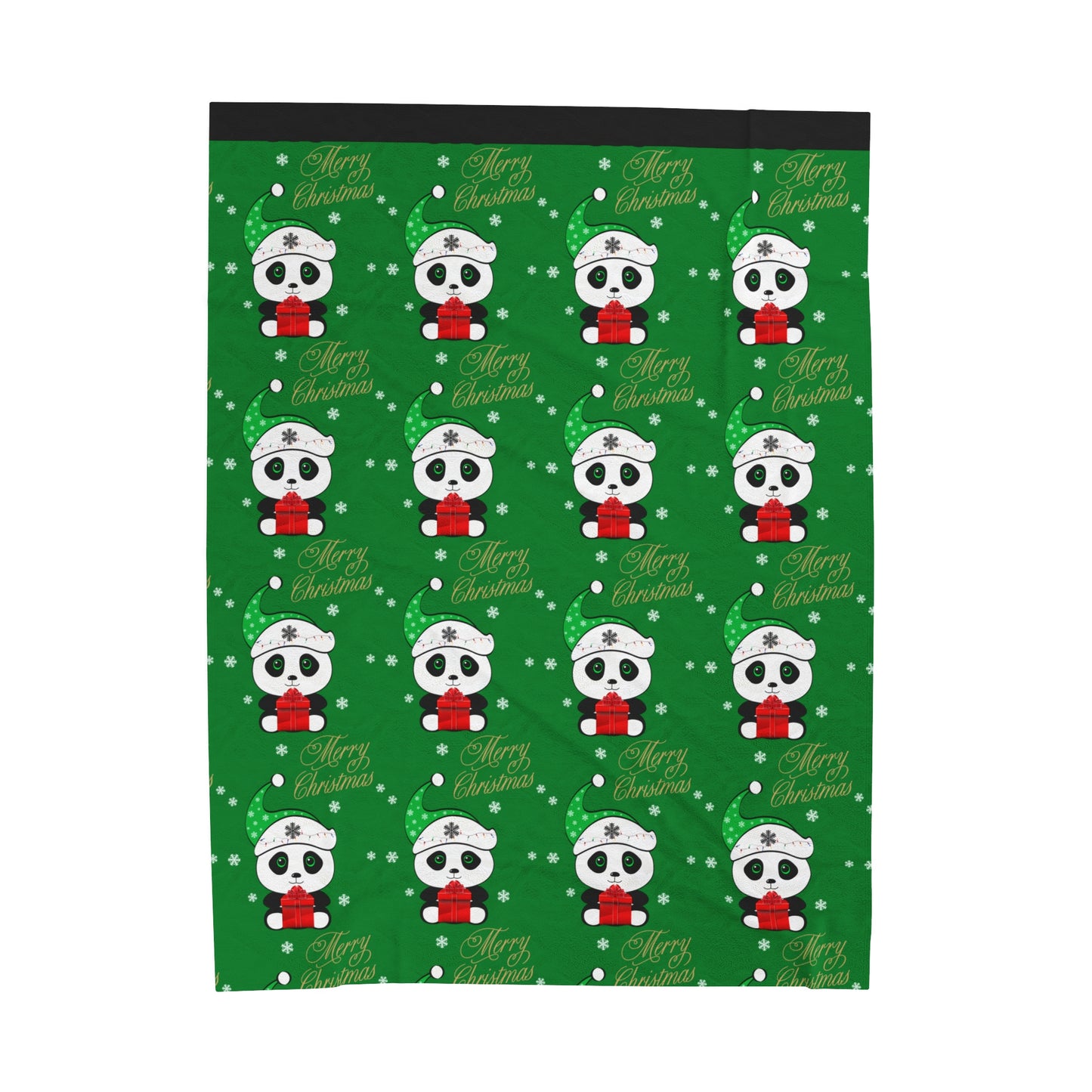 Merry Christmas Panda Velveteen Plush Blanket