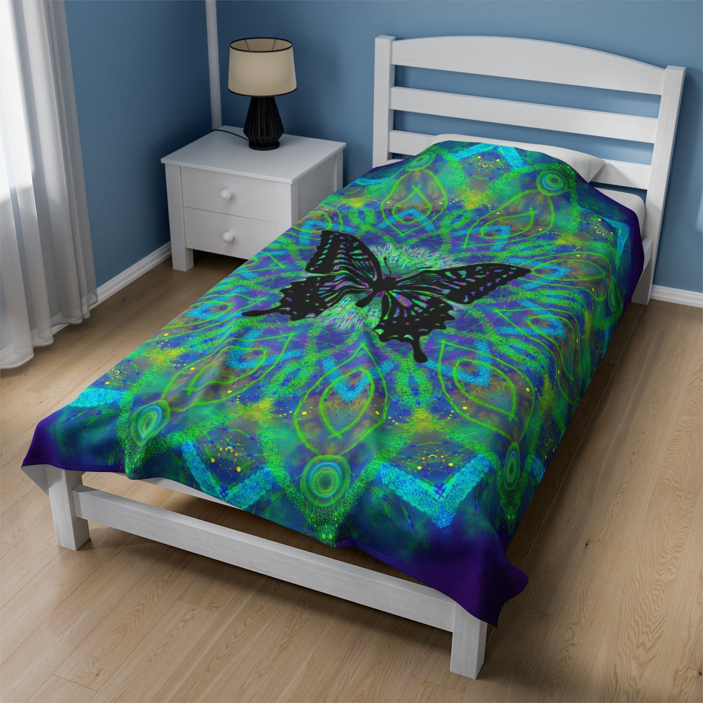 Mystic Butterfly Mandala Giant Velveteen Plush Blanket