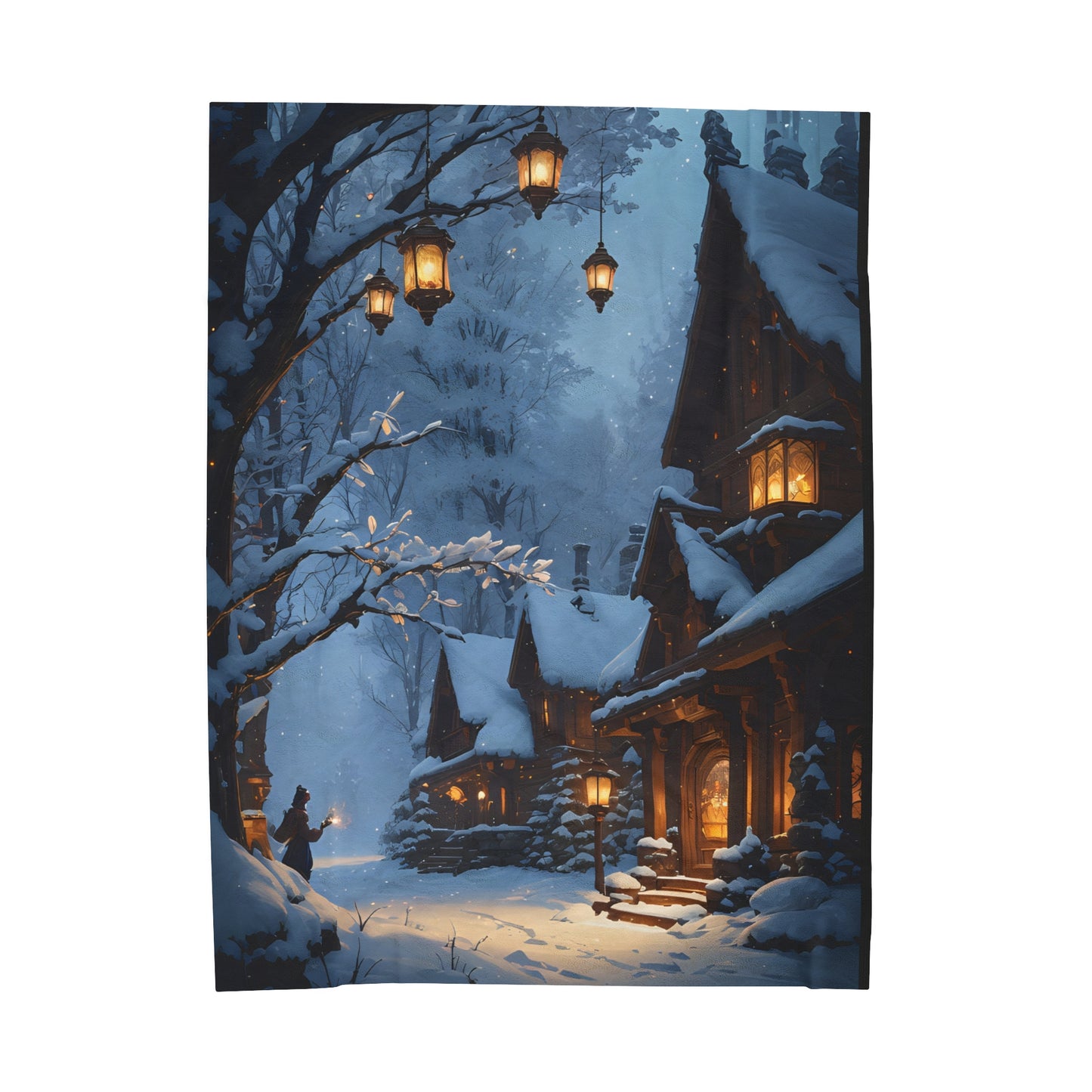 Cozy Winter Village, Plush Blanket