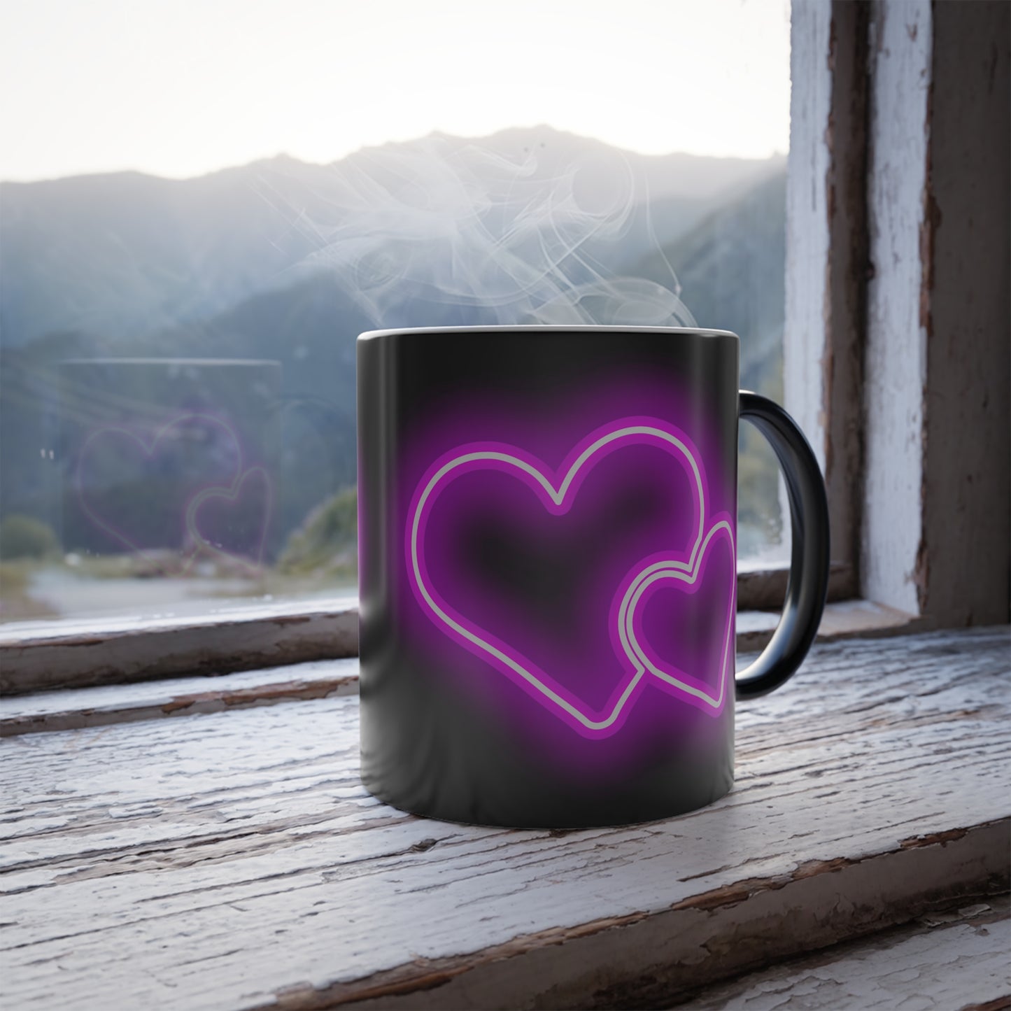Glowing Heart, Color Morphing Mug, 11oz, Valentines Day Gift, Gift For Her, Gift For Him