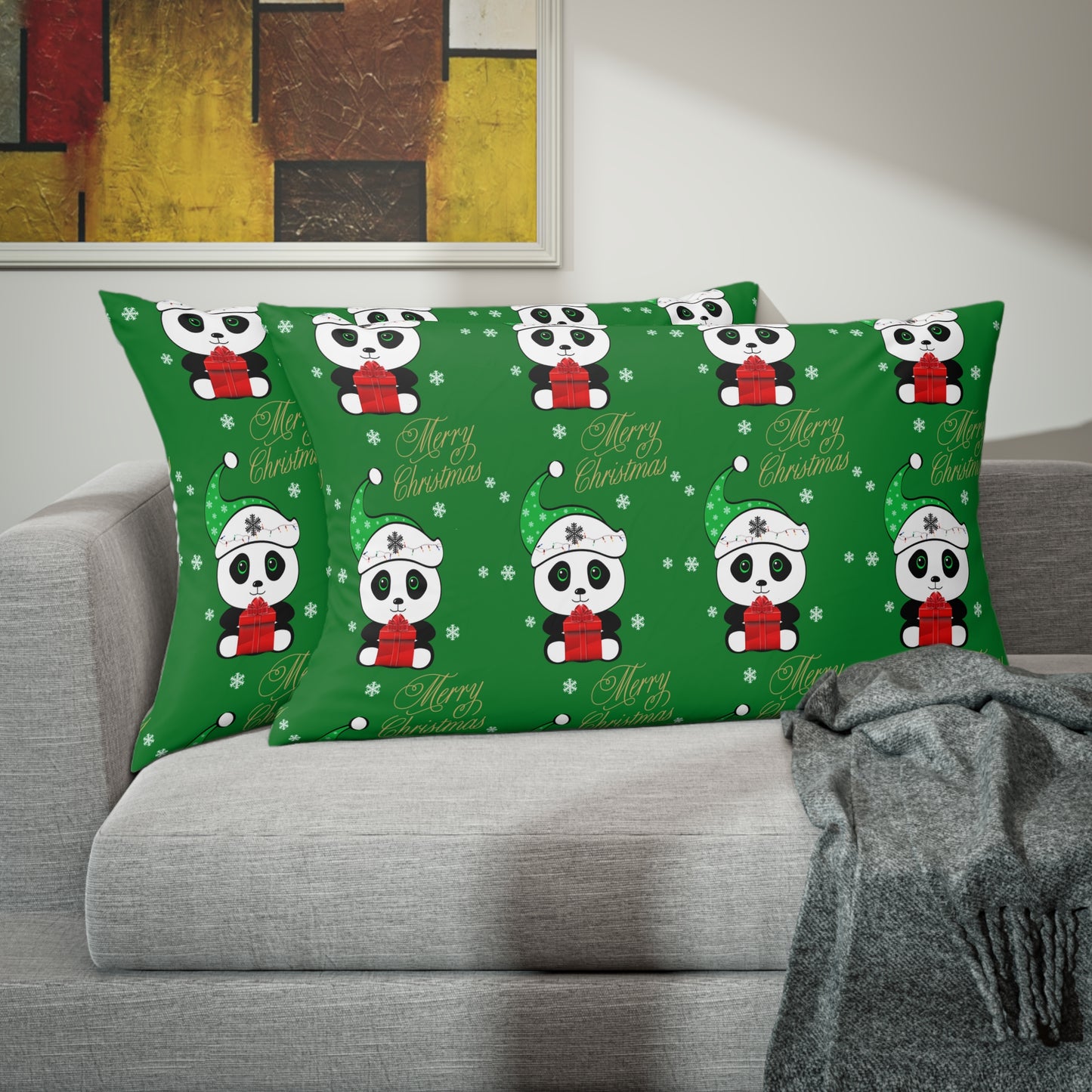 Merry Christmas Panda Pillow case