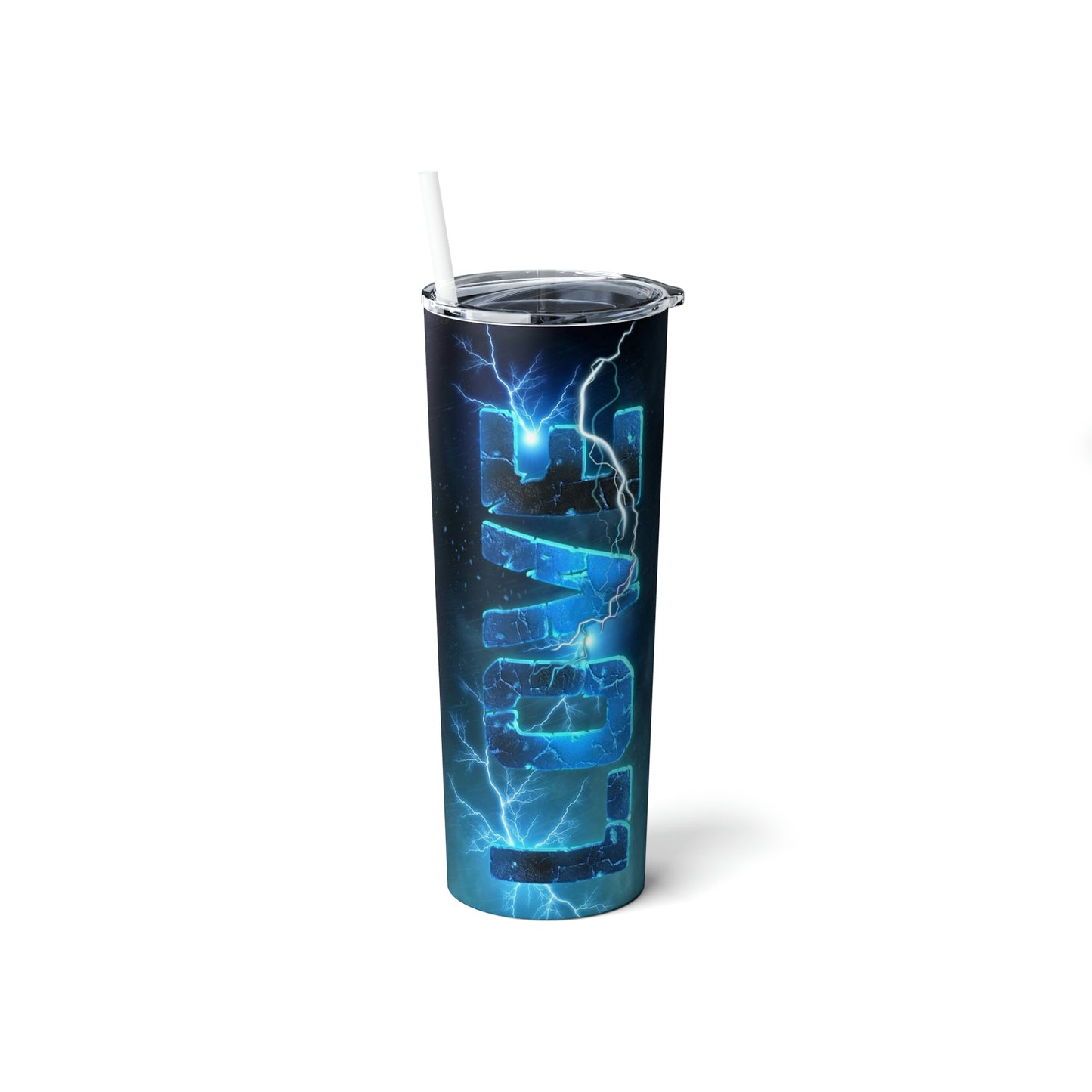 LOVE, Skinny Steel Tumbler with Straw, 20oz, Gifts