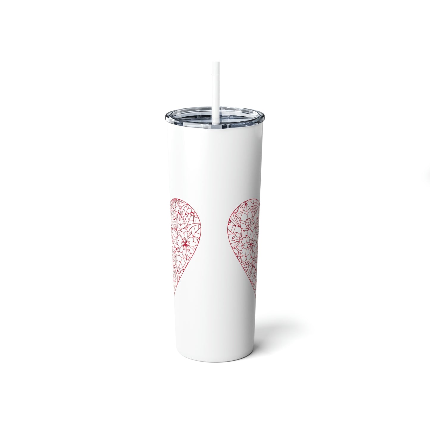 Heart, Skinny Steel Tumbler with Straw, 20oz, Gifts