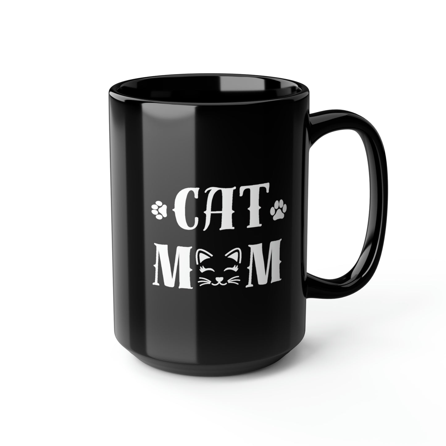 Cat Mom, Black Mug, 15oz, Mothers Day Gift Idea, Cat Lover Gift