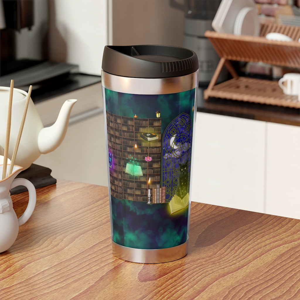 Mystic Cat Halloween Travel Mug with Insert