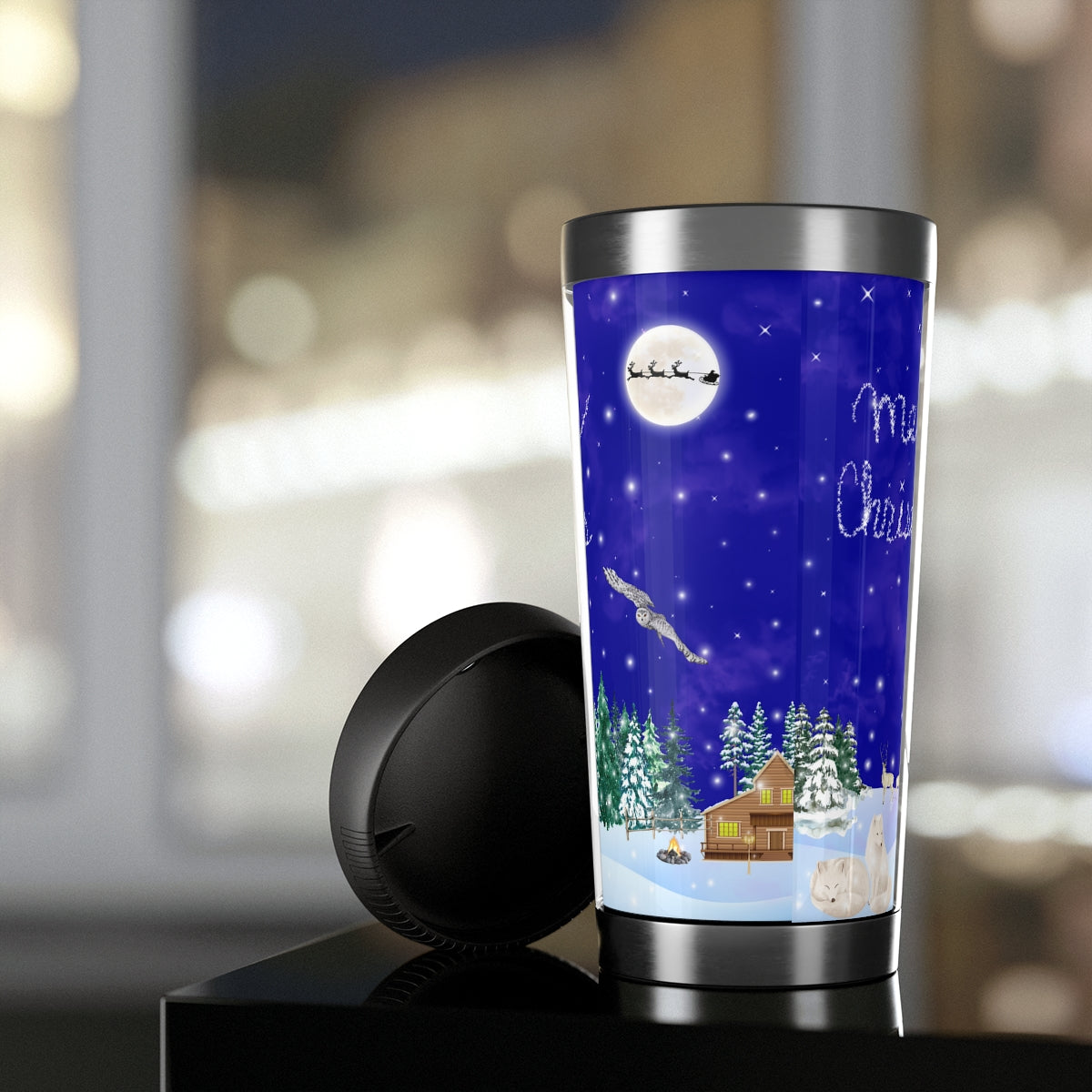 Merry Christmas Scenic Travel Mug with Insert