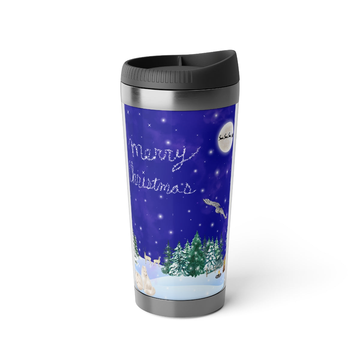 Merry Christmas Scenic Travel Mug with Insert