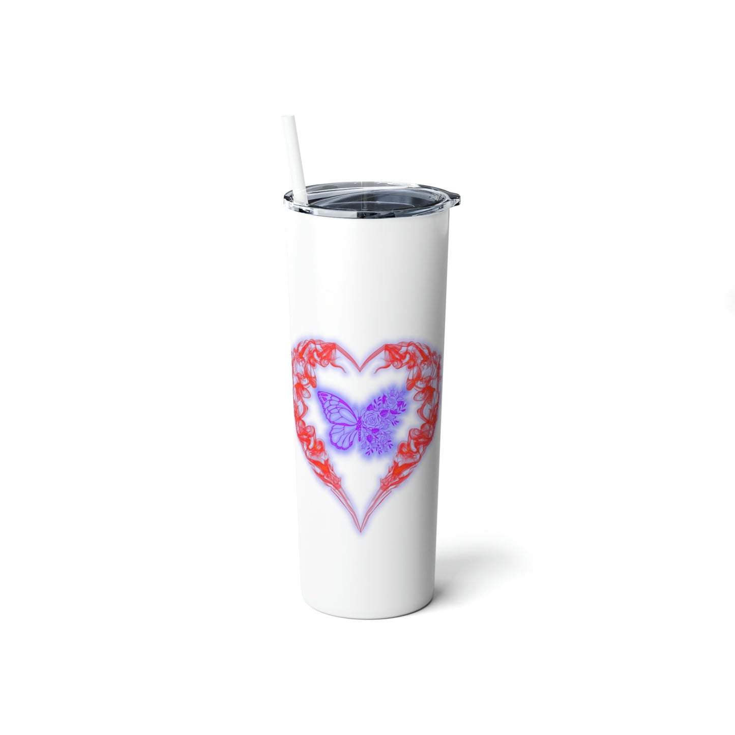 Butterfly Love, Skinny Steel Tumbler with Straw, 20oz, Gifts