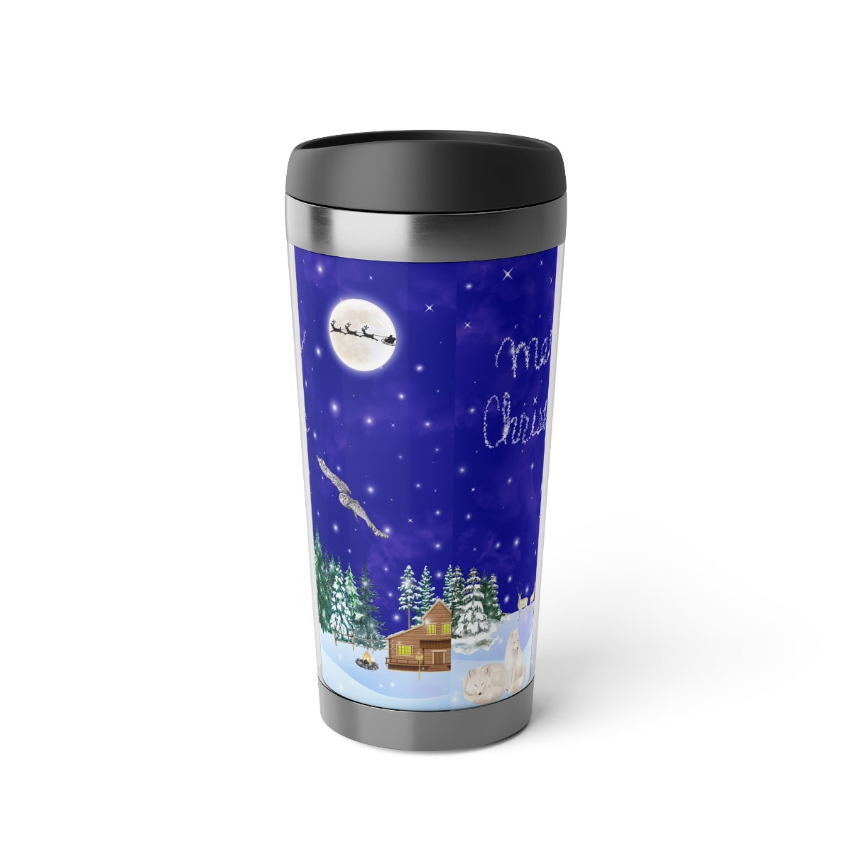 Merry Christmas Scenic Travel Mug with Insert