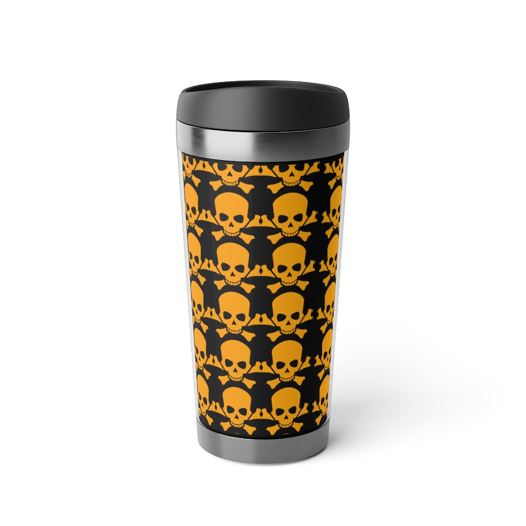 Stainless Steel Skull Crossbones Halloween Travel Mug with Insert