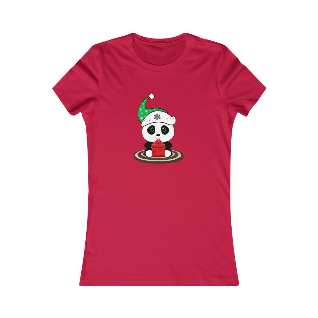 Women's Favorite Tee Cute Christmas Panda Christmas Top