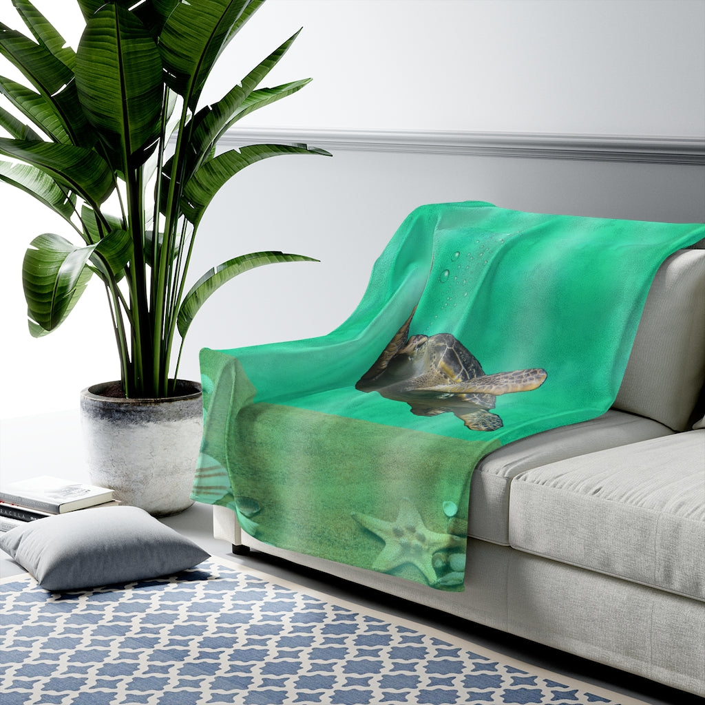 Velveteen Plush Blanket mom turtle