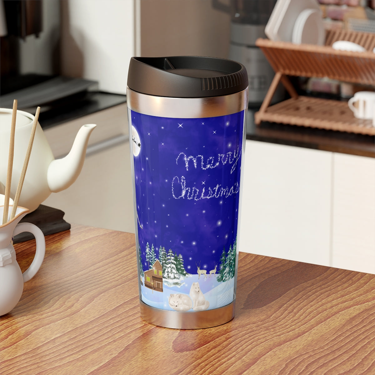 Merry Christmas Scenic Travel Mug with Insert