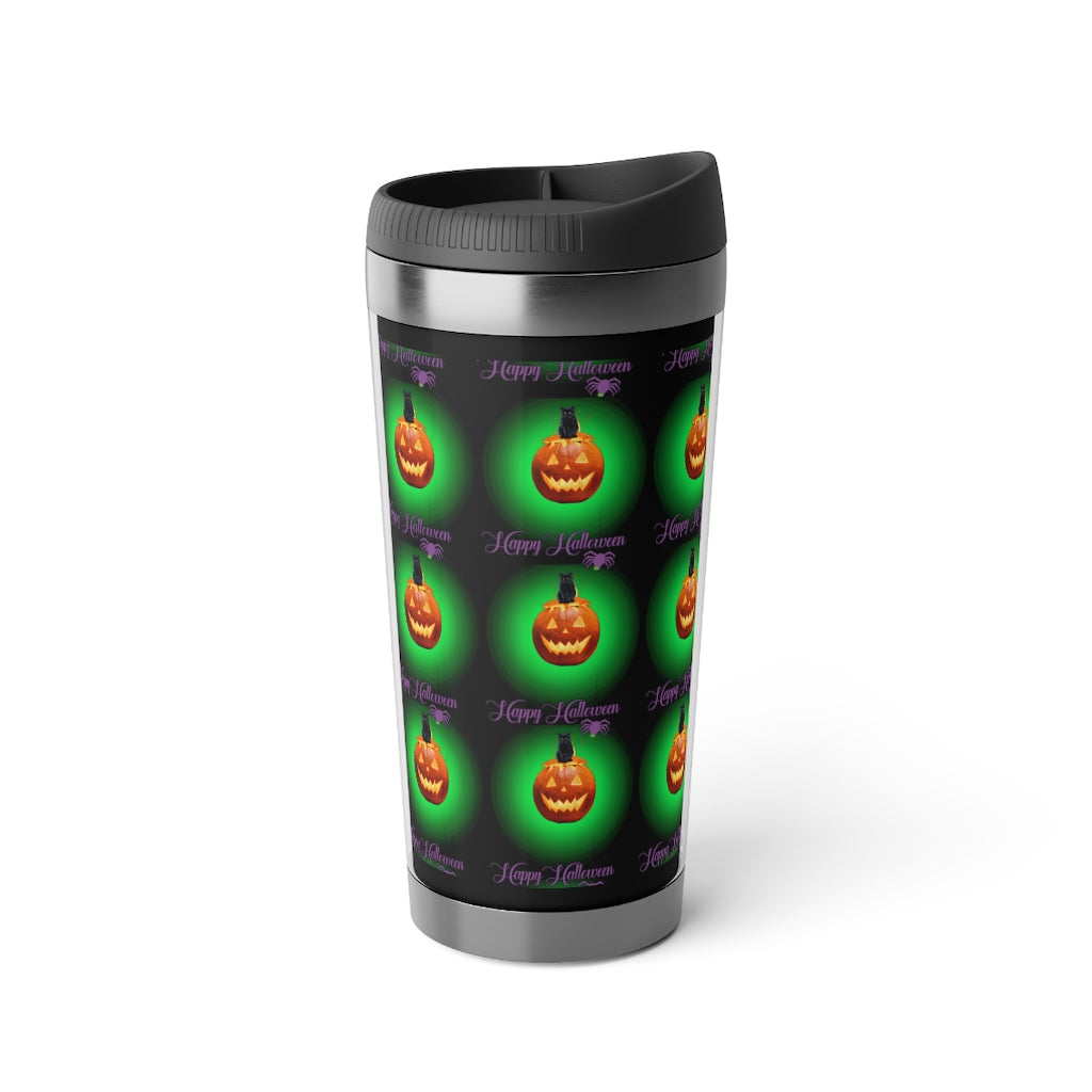 Stainless Steel Black cat Halloween Travel Mug with Insert