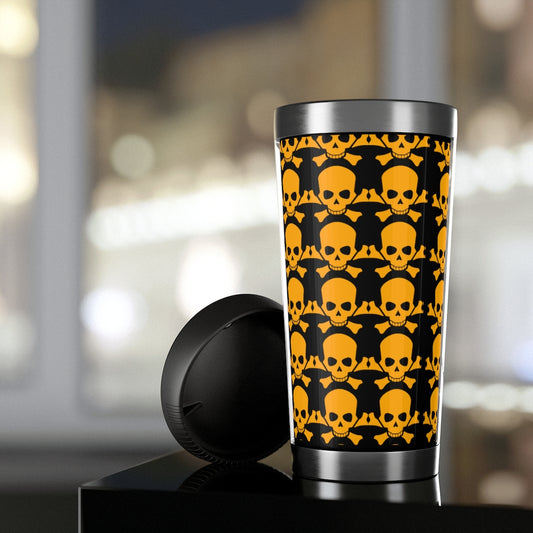 Stainless Steel Skull Crossbones Halloween Travel Mug with Insert