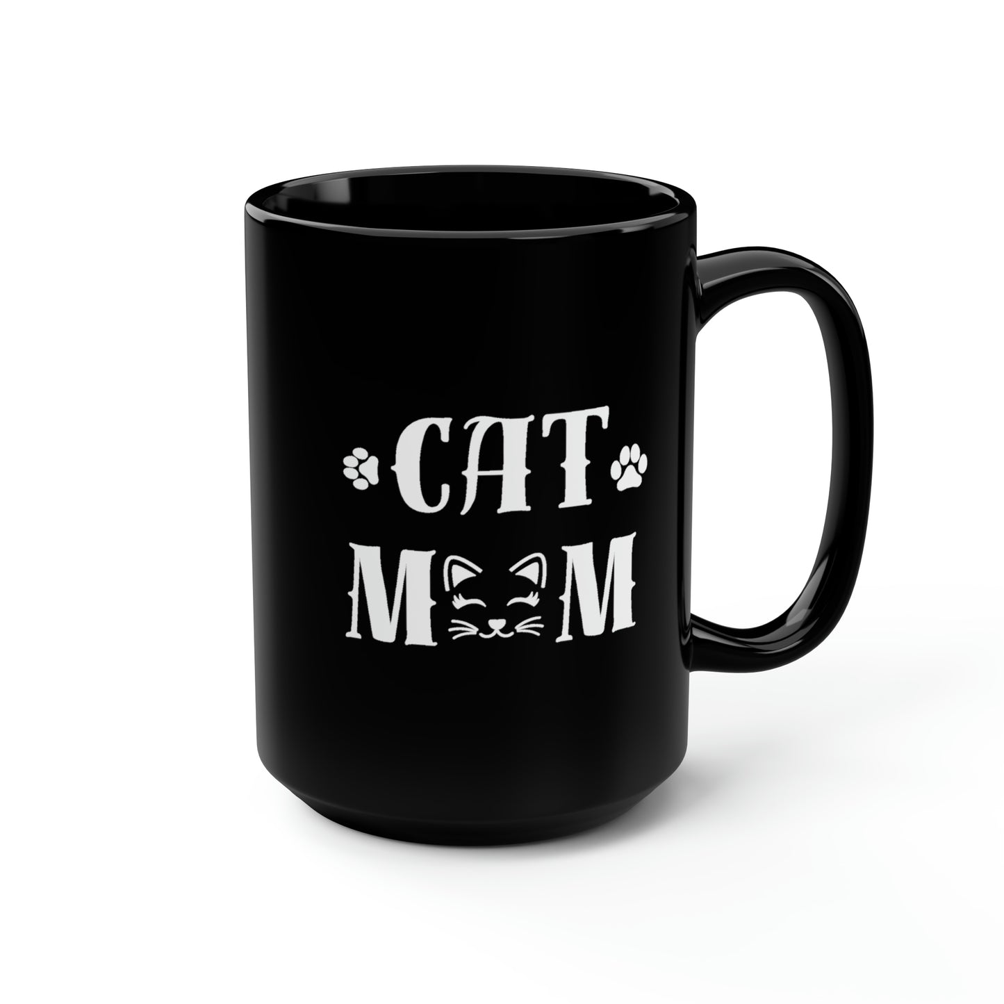 Cat Mom, Black Mug, 15oz, Mothers Day Gift Idea, Cat Lover Gift