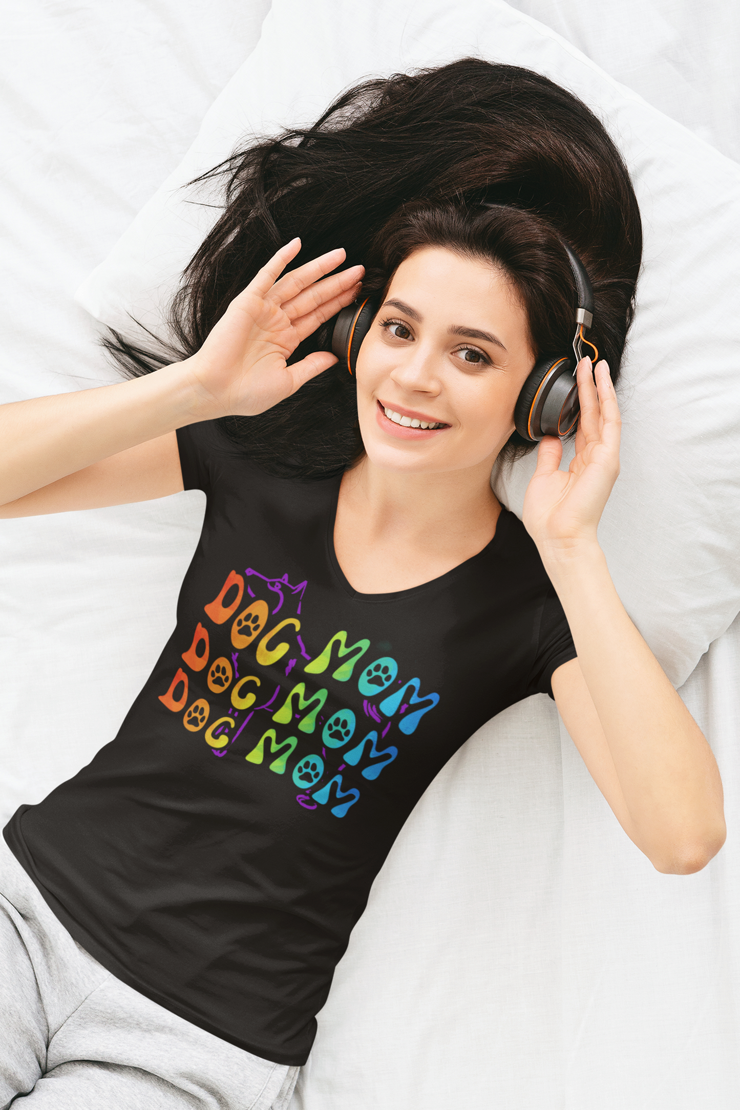 Dog Mom Women's Jersey Short Sleeve Deep V-Neck Tee