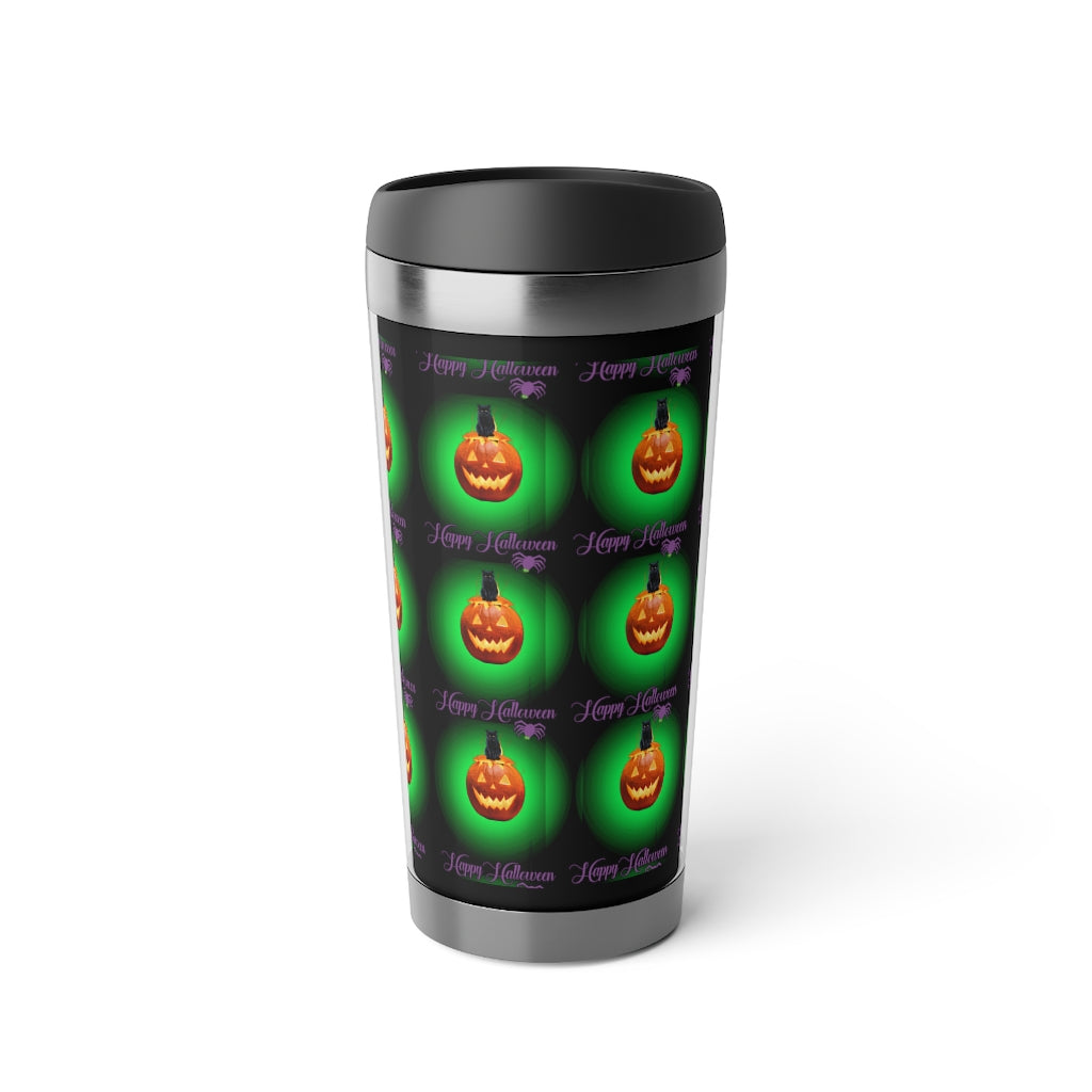 Stainless Steel Black cat Halloween Travel Mug with Insert