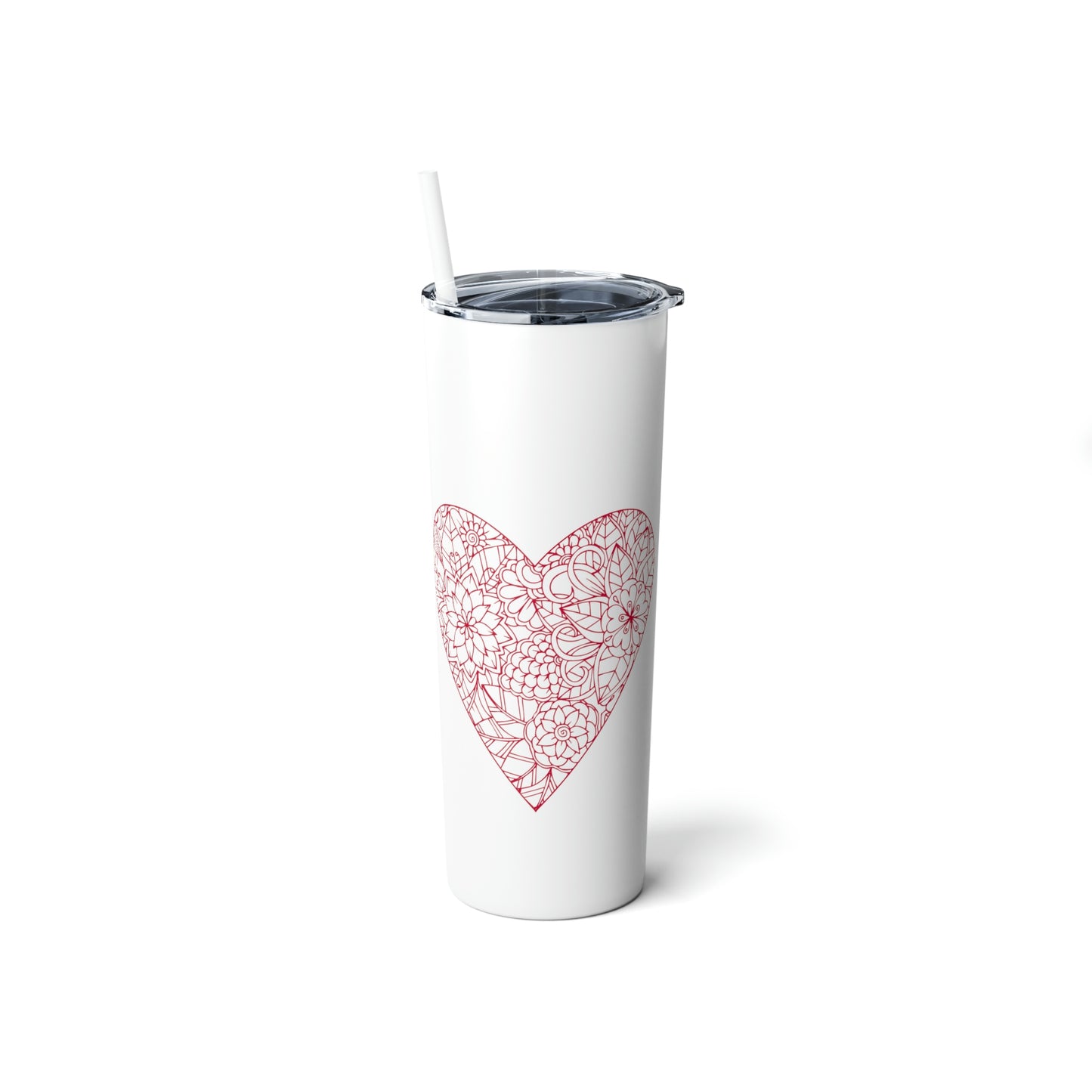 Heart, Skinny Steel Tumbler with Straw, 20oz, Gifts