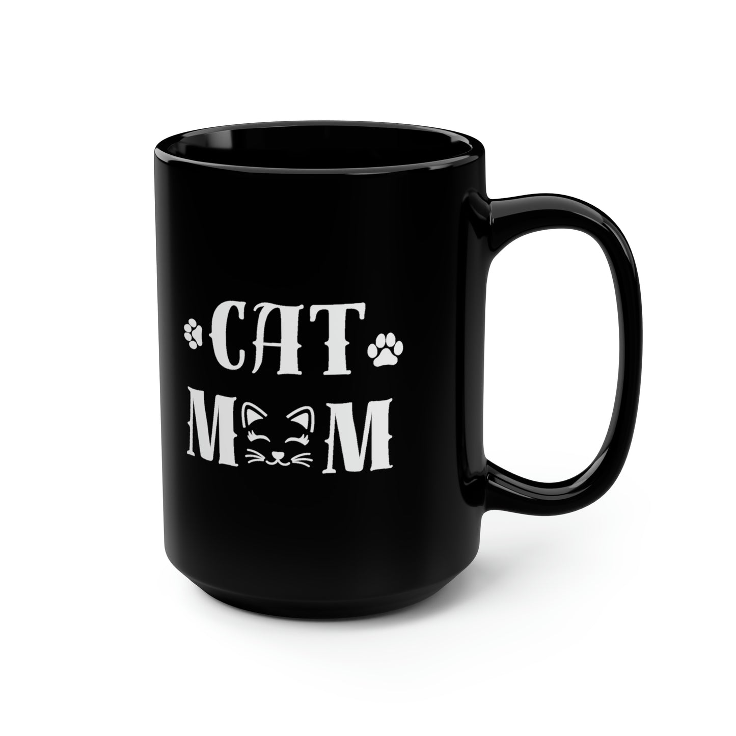 Cat Mom, Black Mug, 15oz, Mothers Day Gift Idea, Cat Lover Gift