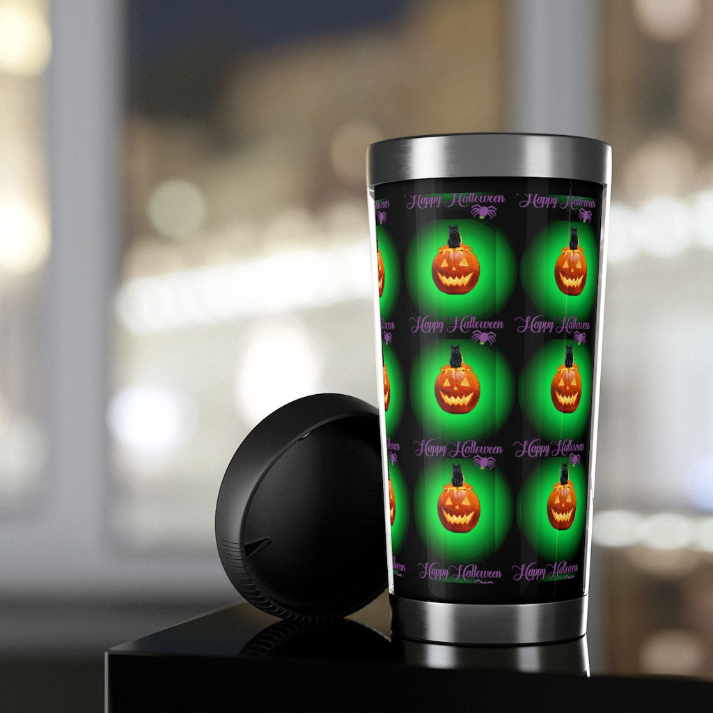 Stainless Steel Black cat Halloween Travel Mug with Insert