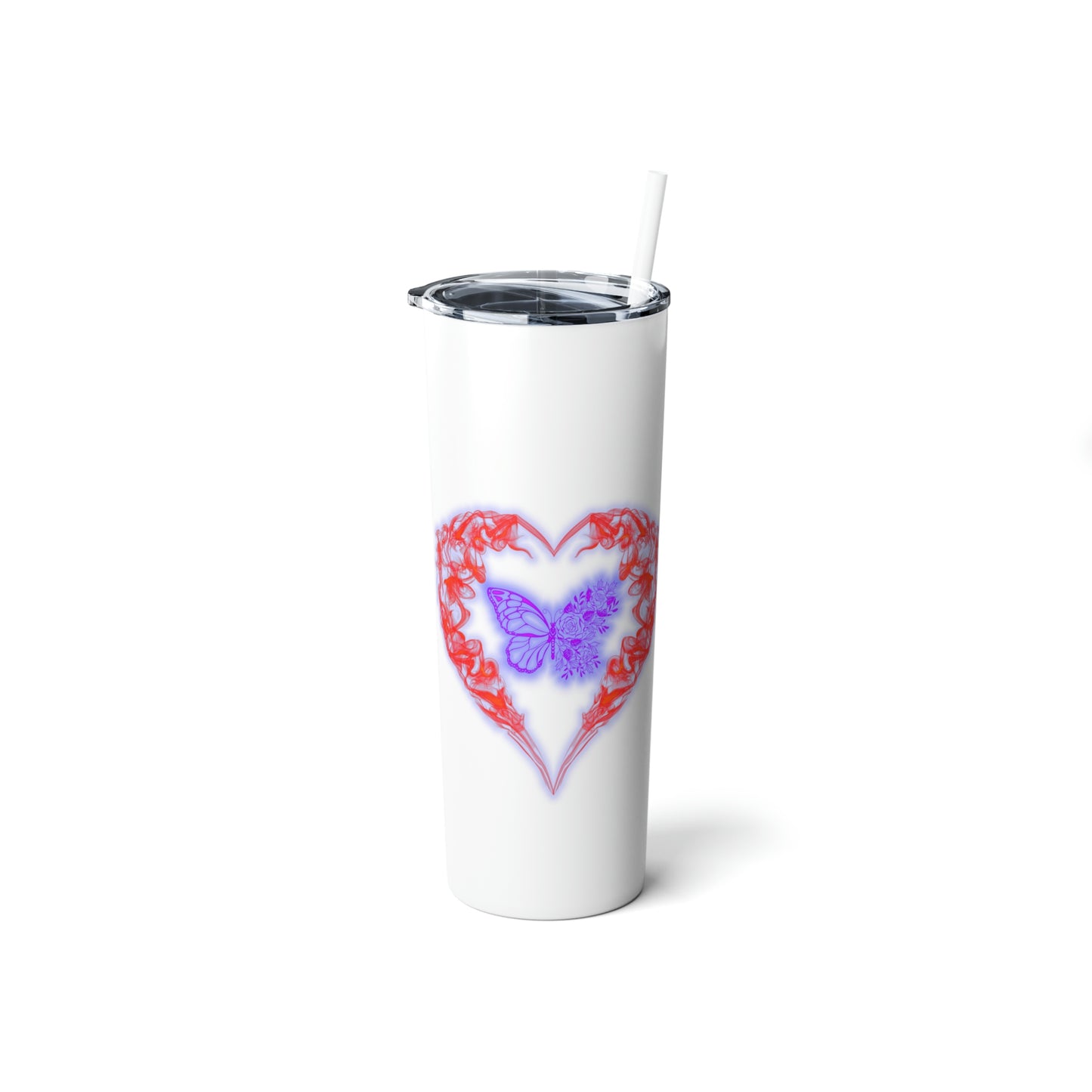 Butterfly Love, Skinny Steel Tumbler with Straw, 20oz, Gifts