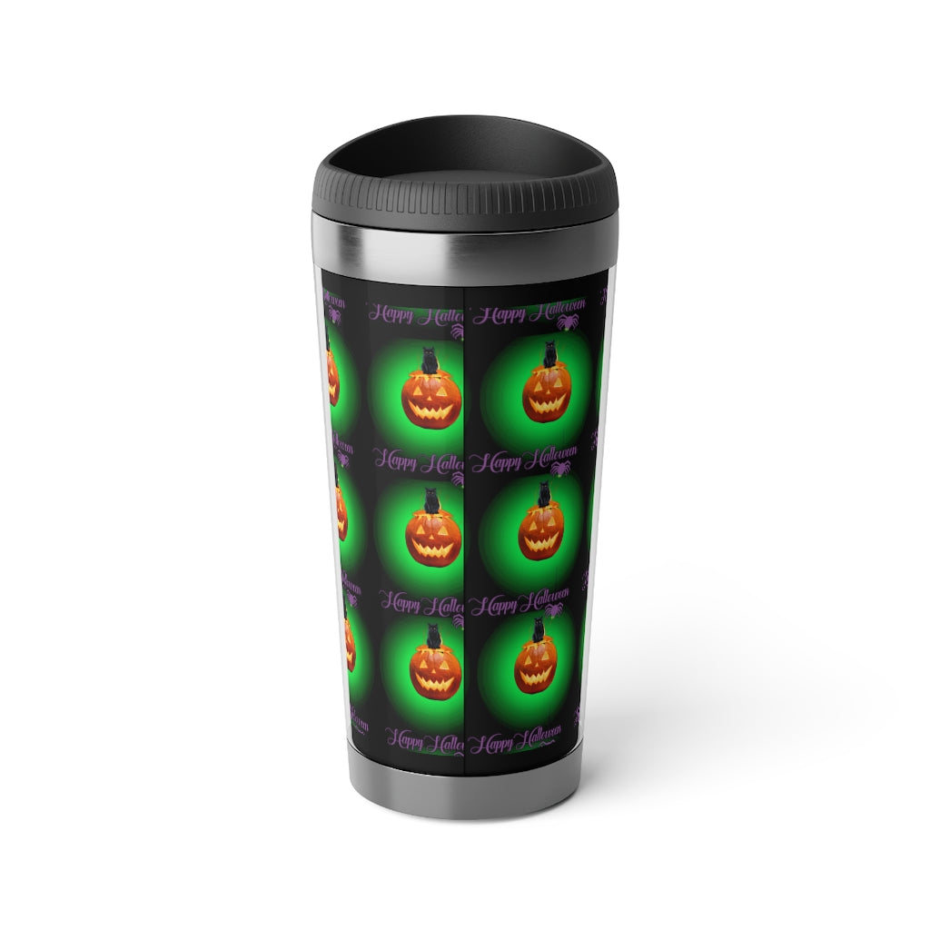 Stainless Steel Black cat Halloween Travel Mug with Insert