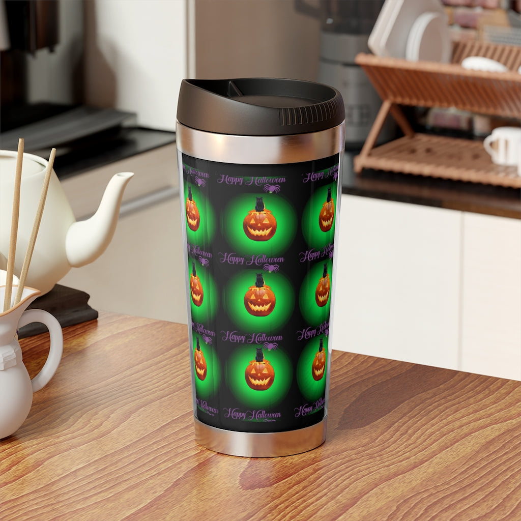 Stainless Steel Black cat Halloween Travel Mug with Insert