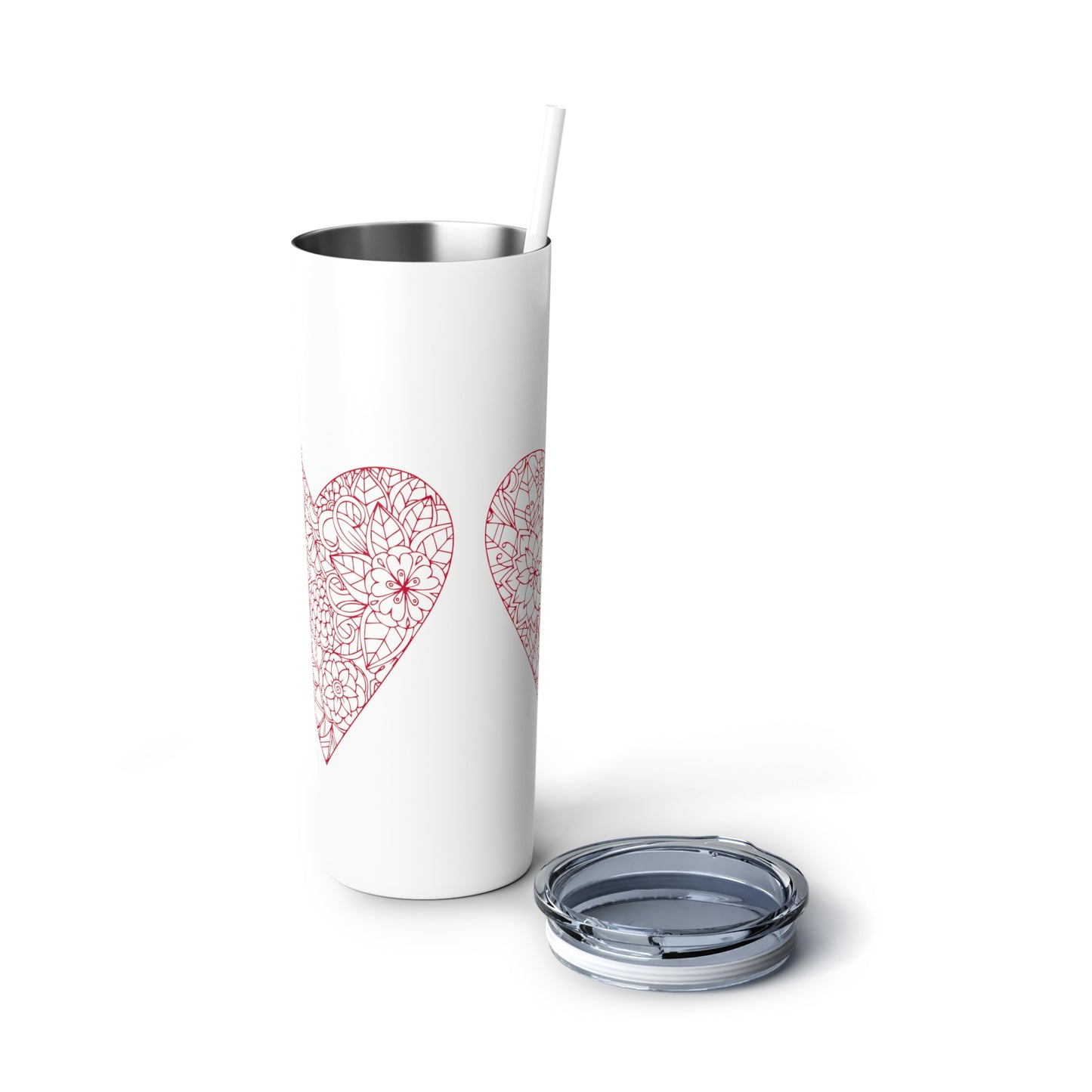 Heart, Skinny Steel Tumbler with Straw, 20oz, Gifts