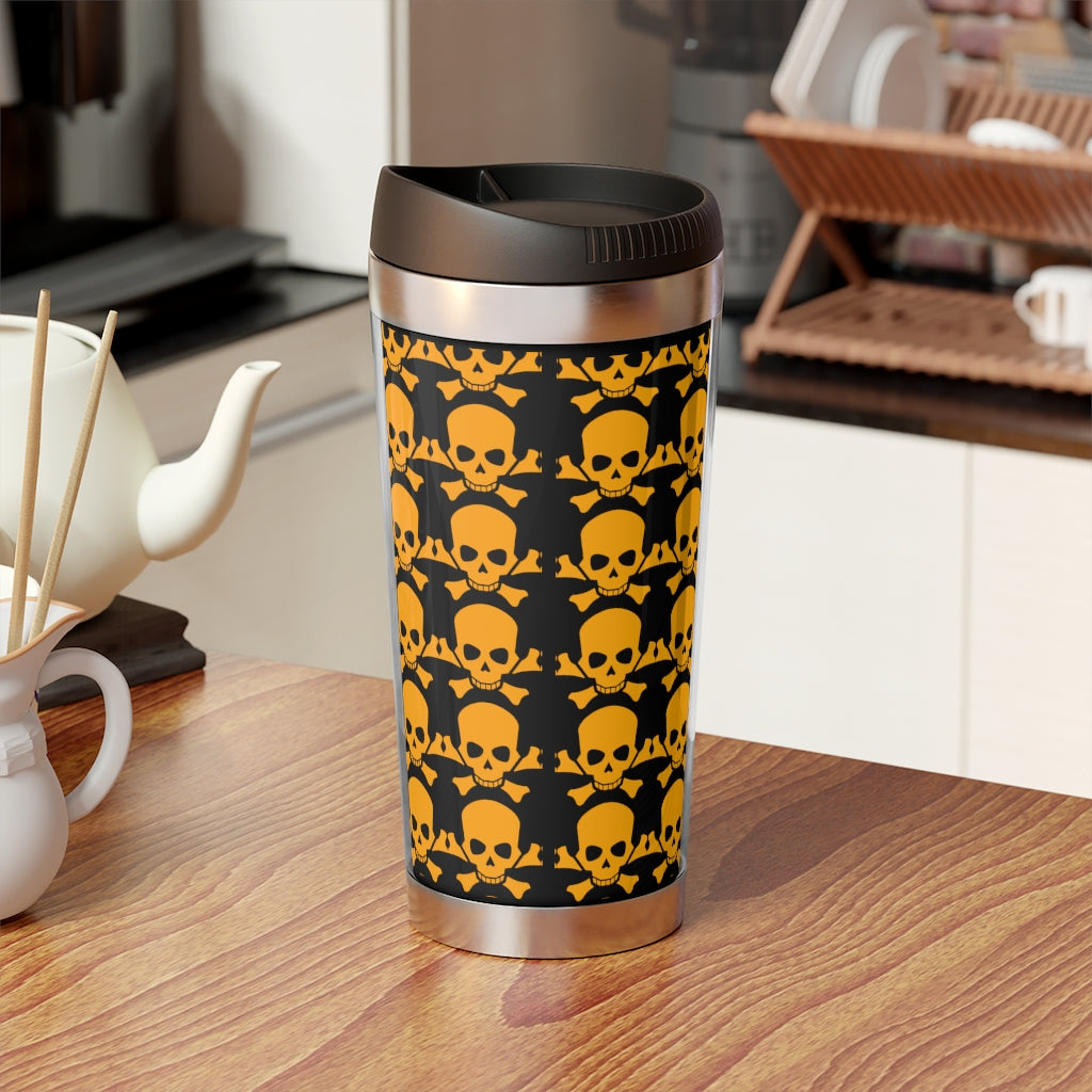 Stainless Steel Skull Crossbones Halloween Travel Mug with Insert