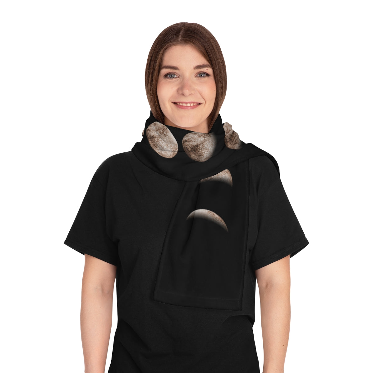 Moon Phase, Winter Scarf, Black