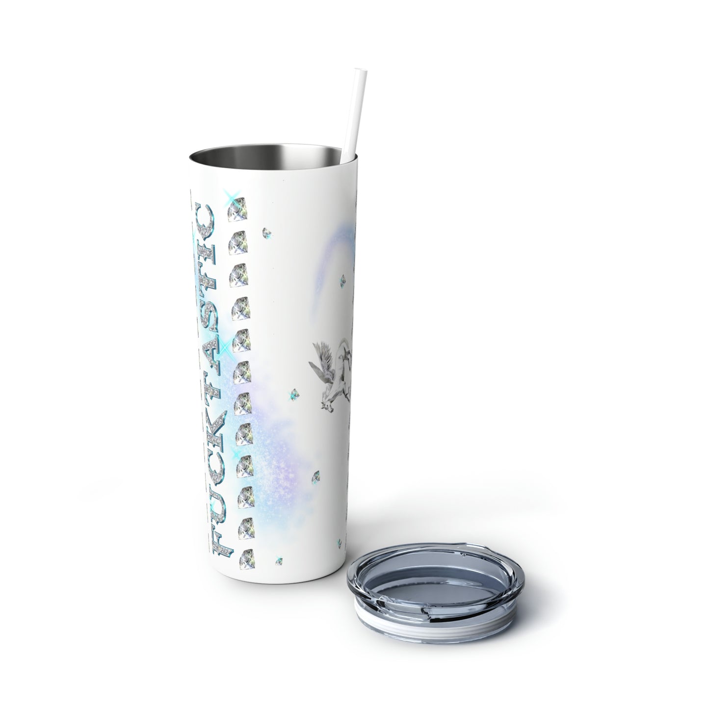 Fucktastic, Skinny Steel Tumbler with Straw, 20oz, Gifts