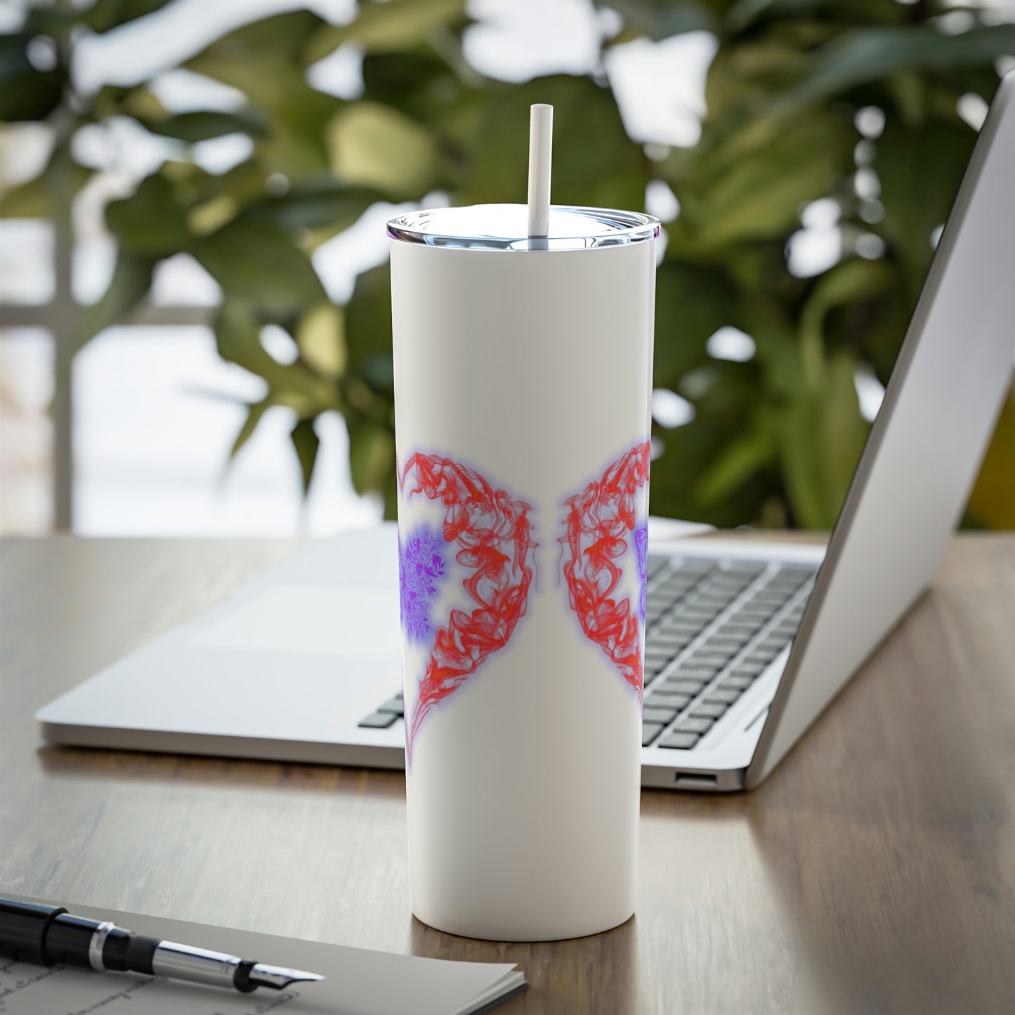 Butterfly Love, Skinny Steel Tumbler with Straw, 20oz, Gifts