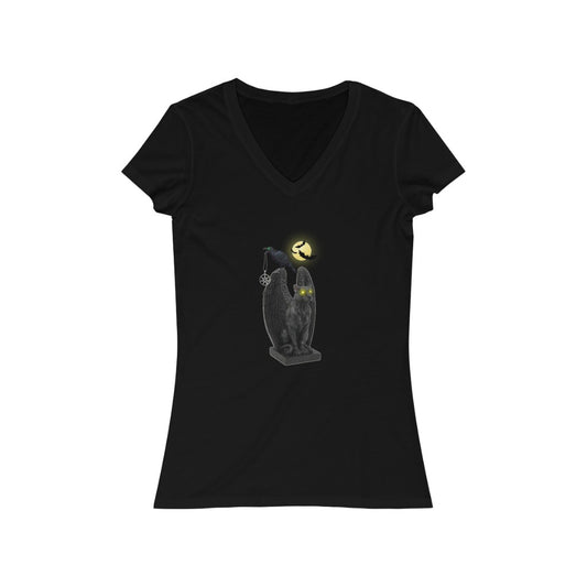 Women's Jersey Short Sleeve V-Neck Tee Edar Allan Poe Raven Top